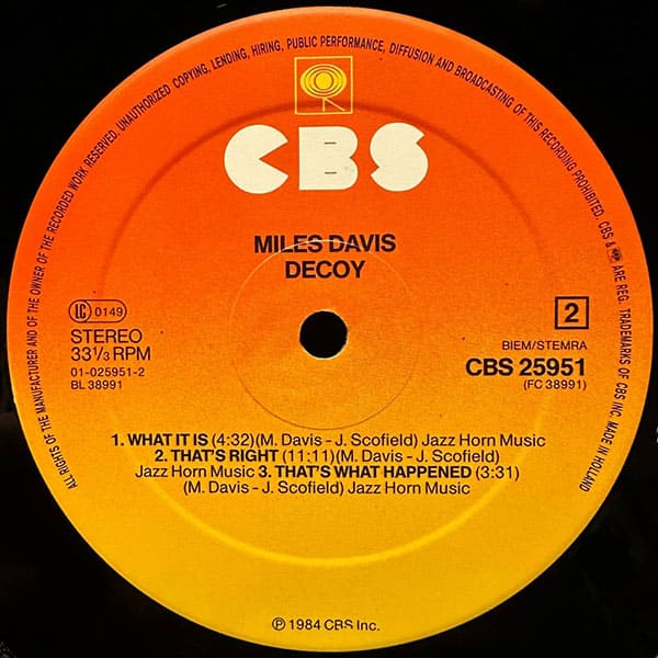 Miles Davis 1984 альбом Decoy (2) Miles Davis 1984 альбом Decoy (2)
